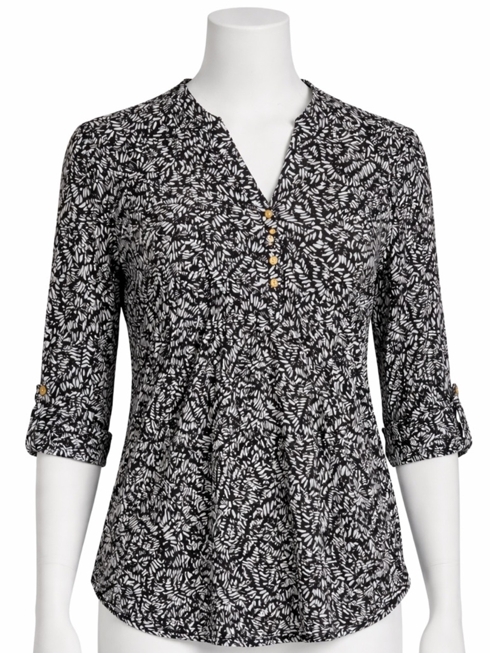 Cocomo Black and White Leaf Print Blouse